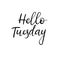 Hello Tuesday. Handwritten modern calligraphy inscription. Vector brush letters.