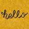 Hello vector sign on golden background