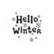 Hello winter. Christmas calligraphy phrase. Handwritten brush seasons lettering. Xmas phrase. Hand drawn design element