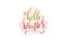 Hello winter hand lettering holiday red and gold inscription