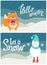 Hello Winter Let it Snow Postcard Snowman Squirrel