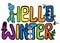 Hello winter multicolor card lettering isolated