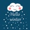 Hello winter smile cloud snow banner