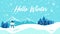 Hello winter text cold season snowflake cartoon scenery landscape greeting card animated