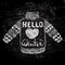 Hello winter text and knitted wool sweater with a heart. Seasonal shopping concept design for the banner or label.