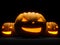 Helloween Pumpkin illuminated on black background. 3d illustration