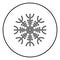 Helm of awe aegishjalmur or egishjalmur icon outline black color vector in circle round illustration flat style image