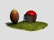 Helmet and american football ball