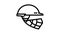 helmet cricket player head protect accessory line icon animation
