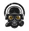 Helmet and gas mask, radiation protection. Vector illustration.