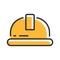 Helmet line icon. Builder safety helmet symbol. Vector illustration concept