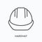 Helmet line icon. Vector outline illustration of safety hat, construction hardhat flat sign. Worker protective equipment