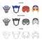 Helmet, mask on the head.Mask super hero set collection icons in cartoon,outline,monochrome style vector symbol stock