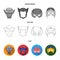Helmet, mask on the head.Mask super hero set collection icons in flat,outline,monochrome style vector symbol stock