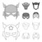 Helmet, mask on the head.Mask super hero set collection icons in outline,monochrome style vector symbol stock