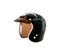 Helmet for a motorcycle, life safety accessory, black with a plastic visor and leather inside. Isolate on white background,