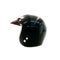 Helmet for a motorcycle, life safety accessory, black with a plastic visor and leather inside. Isolate on a white background, side