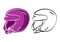 Helmet motorcycle for motor racing and bicycle sport, it is safety head protection. Vector icons for web design