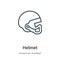 Helmet outline vector icon. Thin line black helmet icon, flat vector simple element illustration from editable american football