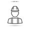 Helmeted worker. Construction worker, contractor or engineer. Isolated editable vector illustration