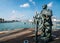 Helmsman statue along the marina waterfront, Vilamoura, Algarve, Portugal, Europe