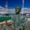 The Helmsman Statue at the Vilamoura marina waterfront, Portugal