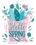 Helo spring - beautiful Spring lettering, great design for any purposes. Shoe shape design with bouquet