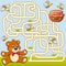 Help bear find path to honey. Labyrinth. Maze game for kids