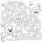 Help bear find path to honey. Labyrinth. Maze game for kids. Black and white vector illustration for coloring book