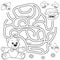 Help bear find path to honey. Labyrinth. Maze game for kids. Black and white vector illustration for coloring book