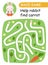 Help bunny find carrots. Maze game for kids. Vector