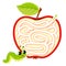 Help caterpillar find path through apple. Labyrinth. Maze game for kids