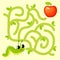 Help caterpillar find path to apple. Labyrinth. Maze game for kids