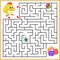 Help Chicken to find the right path to eggs, ball, grass. 3 entrances, 3 way. Square Maze Game with Solution. Answer