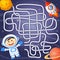 Help cosmonaut find path to rocket. Labyrinth. Maze game for kids