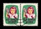 Help Crippled children. Girl with Easter lily. Easter Seals Stamp aka Christmas seals since 1919, USA, circa 1950