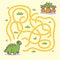 Help cute dino find the right path to plant. Labyrinth. Maze game for kids. Vector illustration.