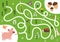 Help the cute hungry pig find path to acorns. Choose the correct way maze puzzle