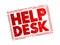 Help Desk - department that provides assistance and information for electronic or computer problems, text concept stamp