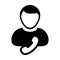 Help Desk icon vector male user person profile avatar with phone symbol for business contact and communication in flat color glyph