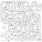 Help dinosaur find path to nest. Labyrinth. Maze game for kids. Black and white vector illustration for coloring book