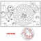 Help dinosaur find path to nest. Labyrinth. Maze game for kids. Coloring page