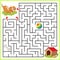 Help dog to find the right path to the bone, ball and house. Three entrances, one exit. Answer under the layer. Square Maze Game.