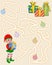 Help the Elf find way to gift boxes. Logic Game for kids. Entry and exit. Labyrinth with solution. Educational maze game