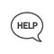 Help! Flat design icon. Speech bubble online communications and networking