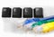 IT HELP Four Keyboard Keys with Network Cable on White Glass