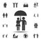 Help a friend, a friend holds an umbrella icon. Simple glyph, flat vector element of friendship icons set for UI and UX, website