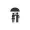 Help a friend, a friend holds an umbrella icon. Simple glyph vector of friendship set icons for UI and UX, website or mobile