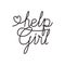 Help girl label isolated icon