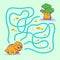 Help happy dino find the right path to tree. Labyrinth. Maze game for kids.